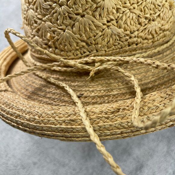 Callanan Handmade Hat Womens OS Raffia Natural Fiber Crochet Rolled Brim Panama main image 8